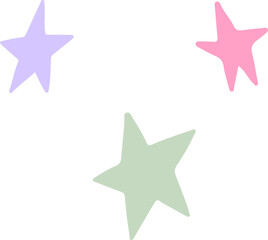 Poster - Cluster of three pastel stars is floating over transparent background, featuring flat design style
