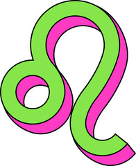 Poster - Tubular ribbon loop is floating in 3D render with neon green, pink faces on transparent background