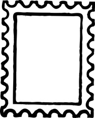 Poster - Showing flat postage stamp frame with wavy border and inner rectangle on transparent background