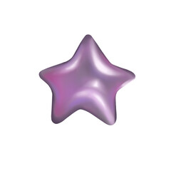 Poster - 3D-rendered abstract star is floating in transparent space, displaying metallic lavender gradients