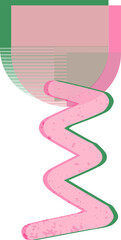 Poster - Abstract vector design showing pink vessel pouring zigzag liquid stream on transparent background