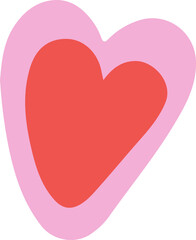 Poster - Overlapping hearts illustration showing pink and red hearts with transparent background, copy space