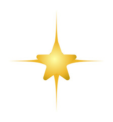 Poster - Abstract golden starburst graphic radiating glowing spikes on transparent background, copy space