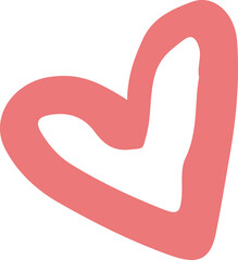 Poster - Coral-pink heart doodle is floating on transparent background, showing hand-drawn brushstroke style
