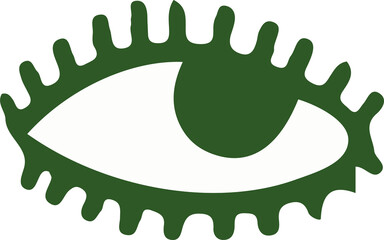 Poster - Flat eye icon showing jagged green border, white shape, pupil on transparent background