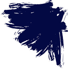 Poster - Abstract navy blue brush strokes are creating corner accent on transparent backdrop, flat design