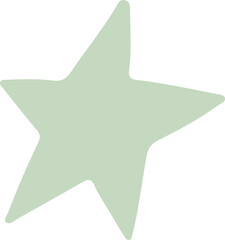 Aufkleber - Abstract flat illustration is featuring hand-drawn pale green star shape on transparent background