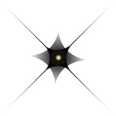 Poster - Abstract star shape is glowing on transparent background, radiating concentric golden light rings