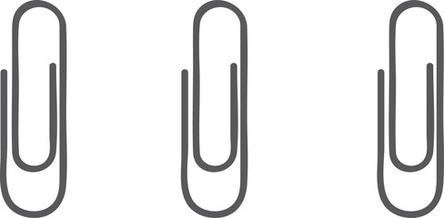 Poster - Three paperclip icons are floating in flat design with gray outline on transparent background