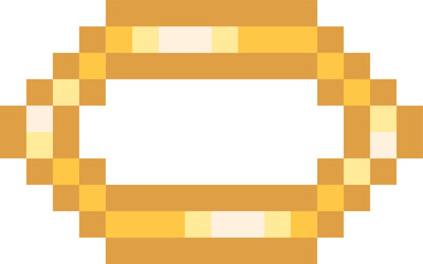 Poster - Pixel art golden oval ring is floating on transparent background featuring belt buckle shape