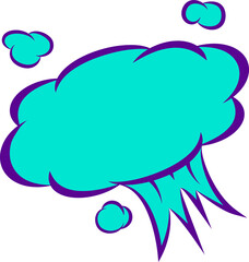 Poster - Flat stylized comic bubble is showing cloudlike curves and jagged tail, transparent background