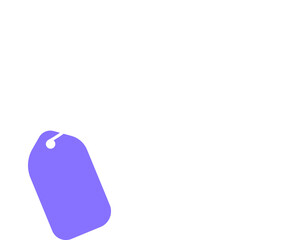 Leinwandbilder - Purple rounded tag floating on white winding string over transparent background, flat vector design