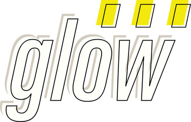 Poster - Flat illustration showing italic glow text floating on transparent background with yellow bars