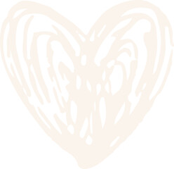 Poster - Hand-drawn heart shape is forming with irregular off-white brush strokes on transparent background