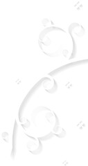 Poster - Flat vine-like swirl is unfolding on transparent background, shadow layers and four circle clusters