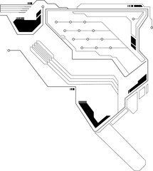 Poster - Abstract circuit pattern is showing flat design with black traces, nodes on transparent background