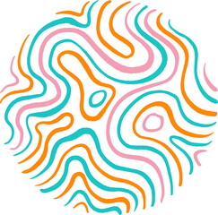 Poster - Abstract pattern is showing multicolored wavy contour lines in flat style on transparent backdrop