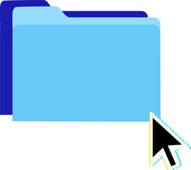 Fototapete - Pair of flat vector folder icons are overlapping on transparent canvas with pointer cursor clicking