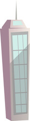 Poster - Flat office tower showing glass panels, antenna mast and rooftop skylight on transparent background