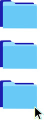 Fototapete - Flat light blue folder icons are stacking with cursor hovering on last folder on transparent canvas
