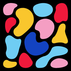 Poster - Abstract bright paint-like blobs dancing across transparent background, forming organic shapes