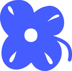 Poster - Flat design flower icon is showing four round petals and teardrop cutouts on transparent background