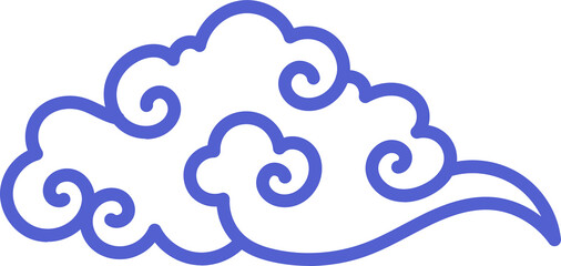 Poster - Flat design is featuring decorative cloud swirl motif with violet outline on transparent background