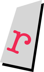Aufkleber - Red lowercase r is floating on tilted flat design panel with drop shadow on transparent background
