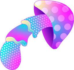 Poster - Flat abstract illustration showing broken shell releasing gradient polka-dot ribbon, transparent