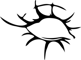 Poster - Abstract black shape is radiating spiky extensions on transparent canvas in flat vector design