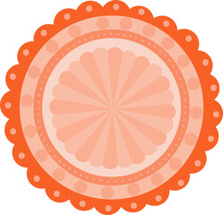 Poster - Mandala motif is showcasing orange rings with peach circles in flat style on transparent background