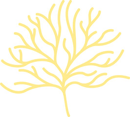 Poster - Abstract branching form is floating in flat style on transparent canvas showing pale yellow coral