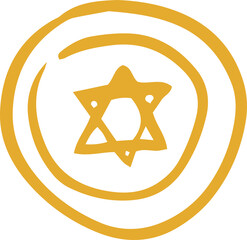 Poster - Brushstroke design is showing golden-yellow rings around six-pointed star on transparent backdrop