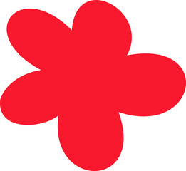 Poster - Red abstract form is floating in flat design on transparent background, showing flower-like shape