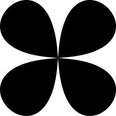 Poster - Abstract four-lobed clover shape is floating in symmetrical flat design on transparent backing