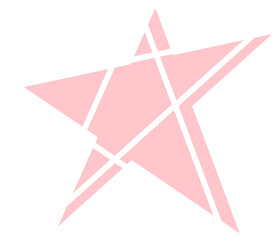 Poster - Displaying flat design stylized pink star with offset white outline, clear background, copy space