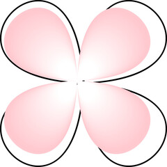 Poster - Flat design graphic is showing four-petal flower with pink gradient petals on transparent canvas