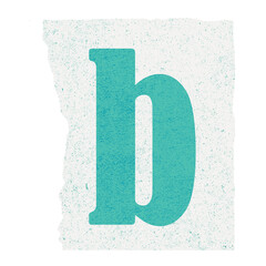 Aufkleber - Turquoise letter b is floating on transparent background in flat design, with white grunge panel