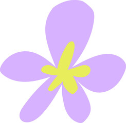 Poster - Abstract flower is glowing in flat design with lavender petals, yellow star, transparent background