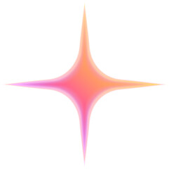 Poster - Glowing four-pointed star shape is floating in flat design with gradient and transparent background