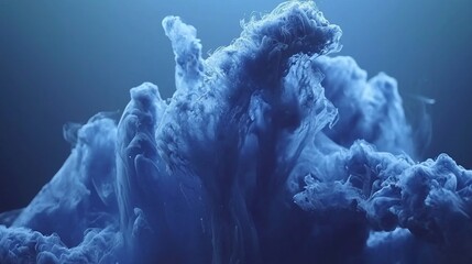 Poster - Captivating blue pigment eruption under water, a serene and abstract scenery