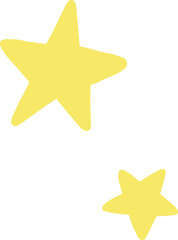 Poster - Two stylized yellow stars are floating on transparent background, showing flat handdrawn shapes