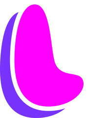 Poster - Floating magenta blob flat design showing white outline and purple shadow on transparent background