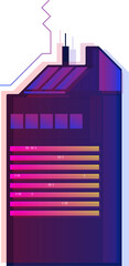 Poster - Neon-gradient digital art showing bars, squares, zigzag glitch effect on transparent background