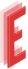 Poster - 3D red shape resembling letter E is floating on transparent background with white outlines