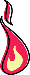 Poster - Flat design flame icon is showing red teardrop with yellow inner flame on transparent background