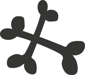Poster - Abstract crossed-branch form is forming triple-lobed tips in flat vector on transparent background