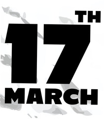 Aufkleber - Flat design is showing torn-edge paper with bold 17TH and March text on transparent background