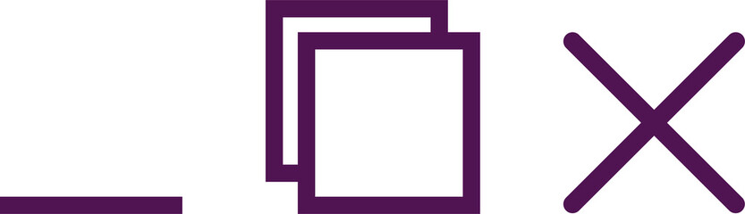 Aufkleber - Displaying three purple UI control icons aligning horizontally on transparent field in flat design