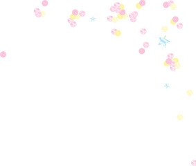 Poster - Flat design pastel pink and yellow circles clustering on transparent backdrop scattering blue stars